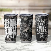 Funny Hunting Tumbler Cup Camo Deer American Flag I Like Big Bucks I Cannot Lie