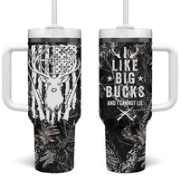 Funny Hunting Tumbler With Handle Camo Deer American Flag I Like Big Bucks I Cannot Lie