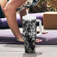 Funny Hunting Tumbler With Handle Camo Deer American Flag I Like Big Bucks I Cannot Lie