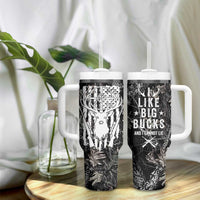 Funny Hunting Tumbler With Handle Camo Deer American Flag I Like Big Bucks I Cannot Lie