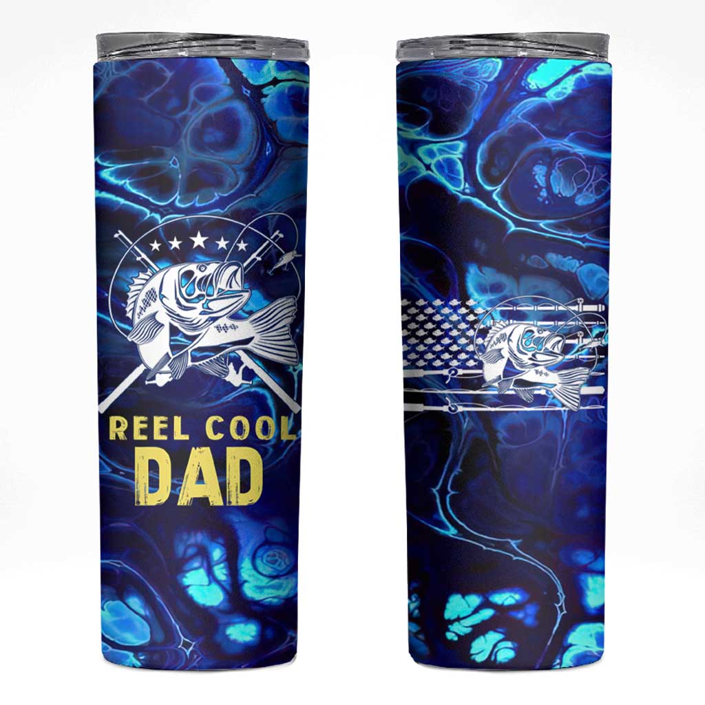 Funny Fishing Gift Skinny Tumbler Reel Cool Dad Gifts American Flag - Wonder Print Shop