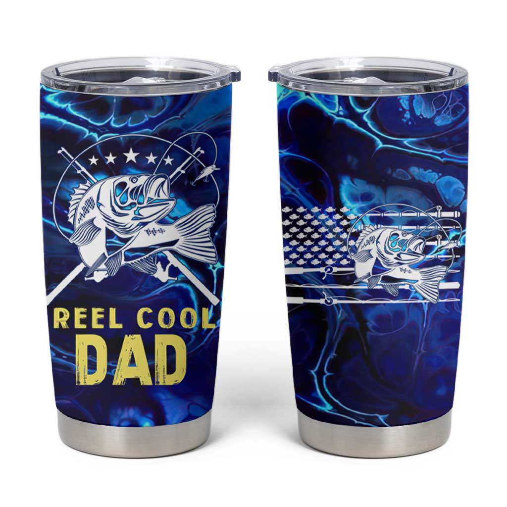 Funny Fishing Gift Tumbler Cup Reel Cool Dad Gifts American Flag - Wonder Print Shop