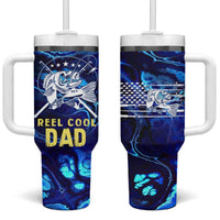 Funny Fishing Gift Tumbler With Handle Reel Cool Dad Gifts American Flag - Wonder Print Shop