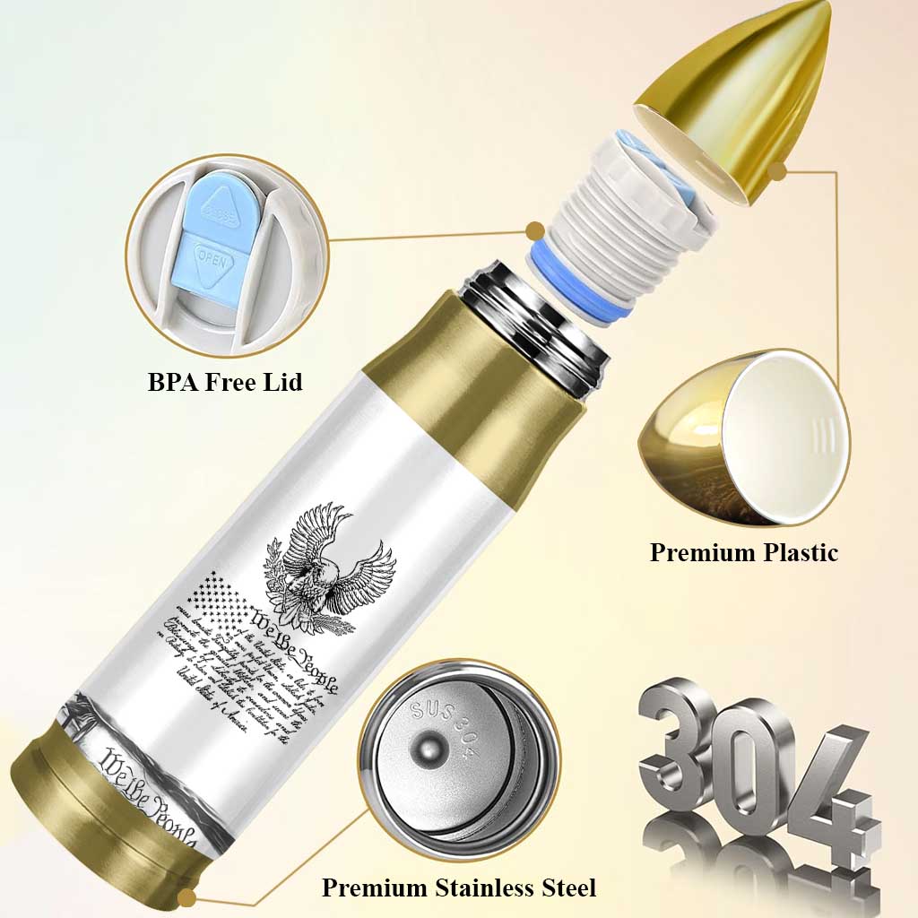 American Flag Patriotic Bullet Tumbler USA US Constitution 4th of July We The People 1776 Flag