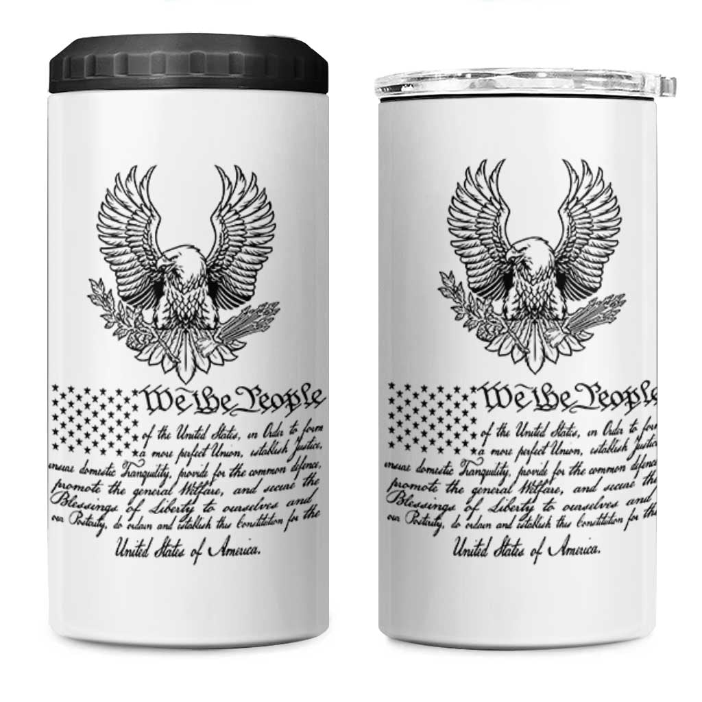 American Flag Patriotic 4 in 1 Can Cooler Tumbler USA US Constitution 4th of July We The People 1776 Flag