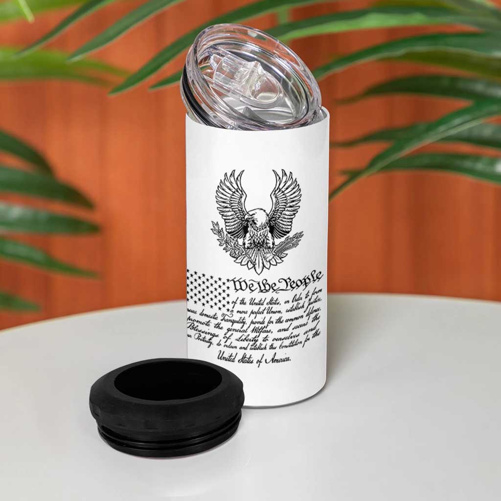 American Flag Patriotic 4 in 1 Can Cooler Tumbler USA US Constitution 4th of July We The People 1776 Flag