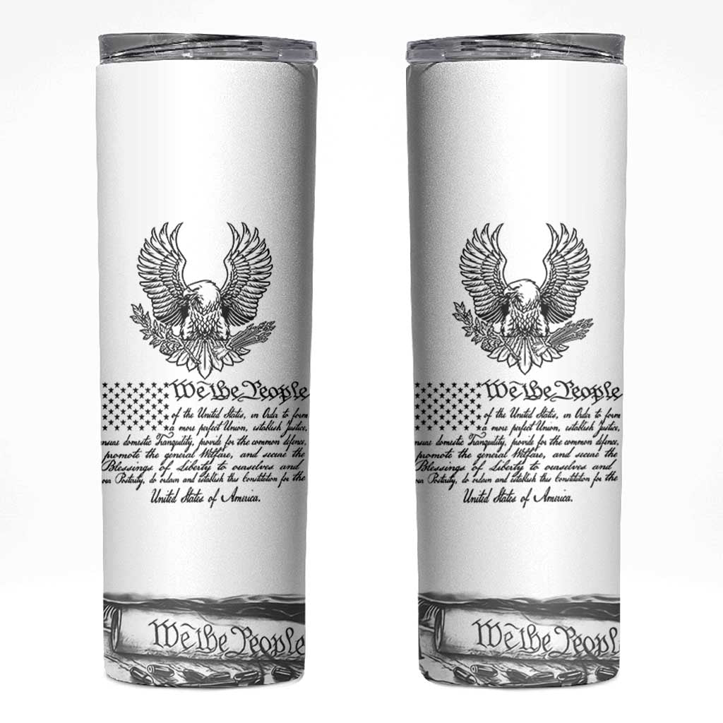 American Flag Patriotic Skinny Tumbler USA US Constitution 4th of July We The People 1776 Flag