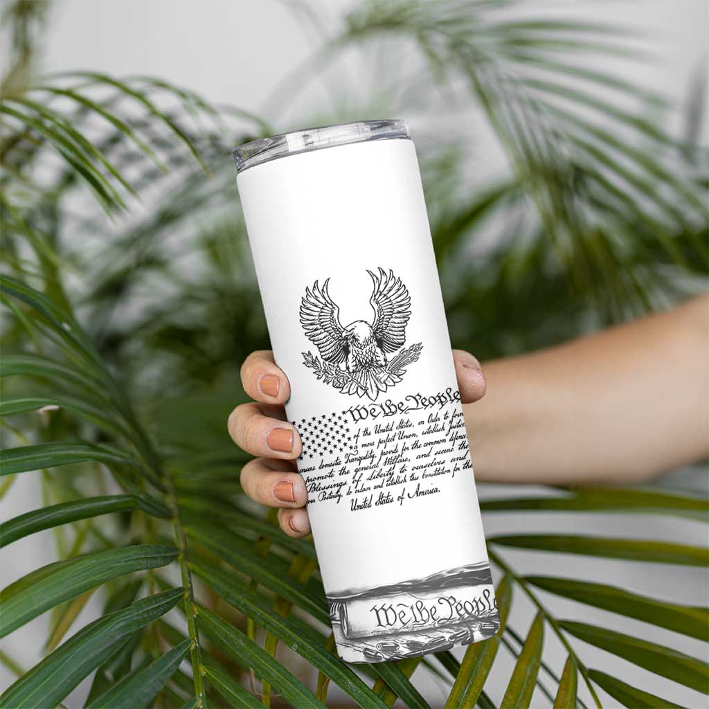 American Flag Patriotic Skinny Tumbler USA US Constitution 4th of July We The People 1776 Flag