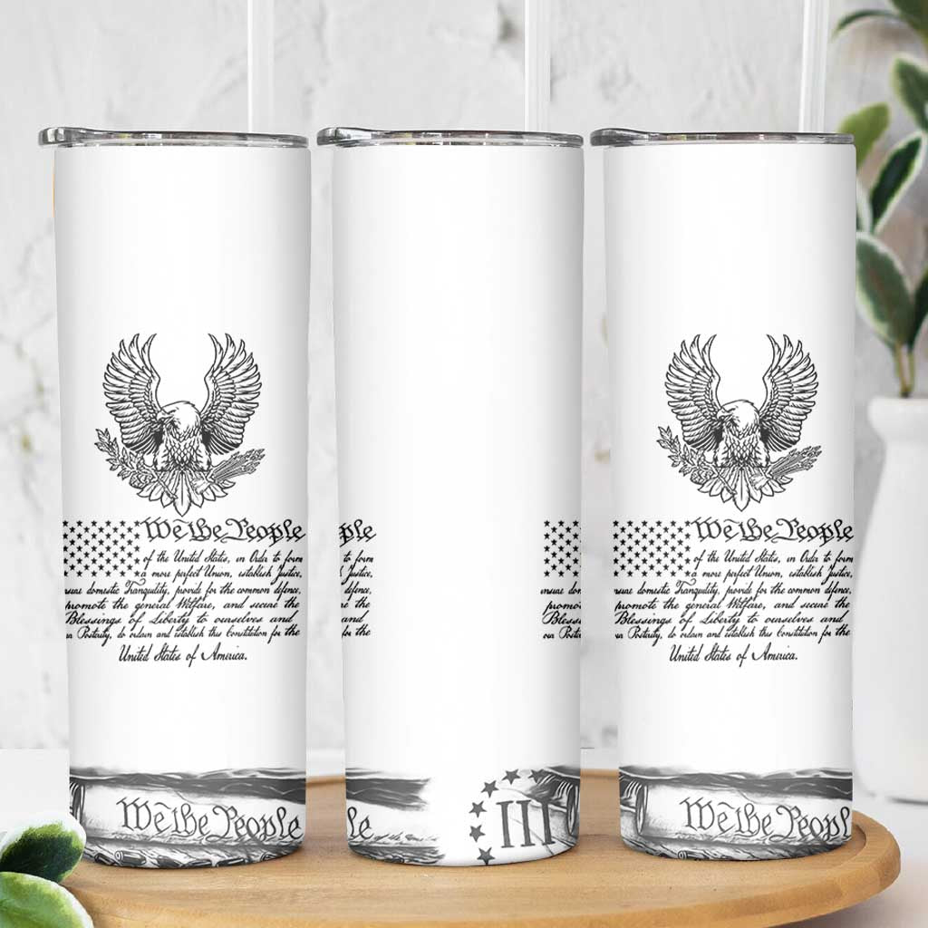 American Flag Patriotic Skinny Tumbler USA US Constitution 4th of July We The People 1776 Flag