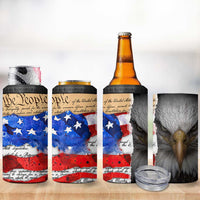Patriotic Eagle American Flag 4 in 1 Can Cooler Tumbler 250 Years 1776 2026 4th Of July Independence Day