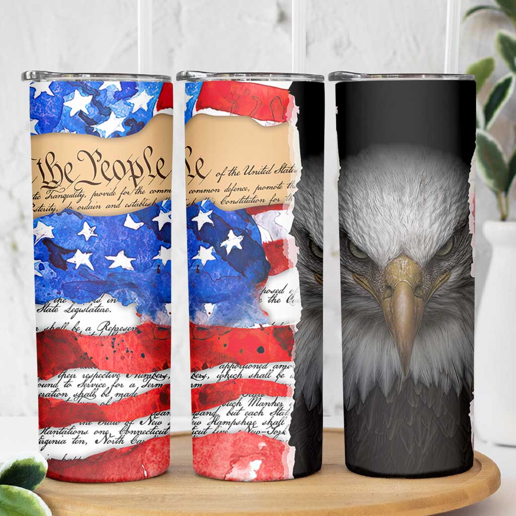 Patriotic Eagle American Flag Skinny Tumbler 250 Years 1776 2026 4th Of July Independence Day