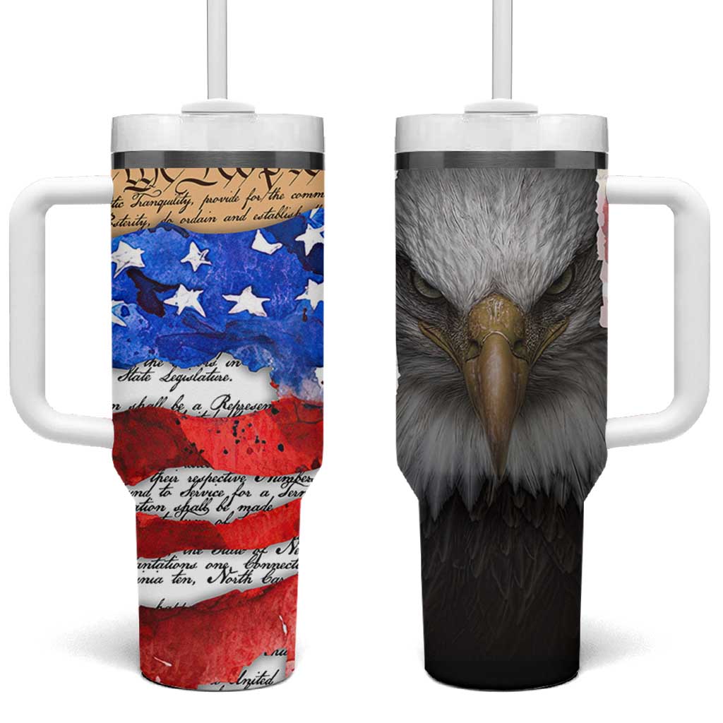 Patriotic Eagle American Flag Tumbler With Handle 250 Years 1776 2026 4th Of July Independence Day