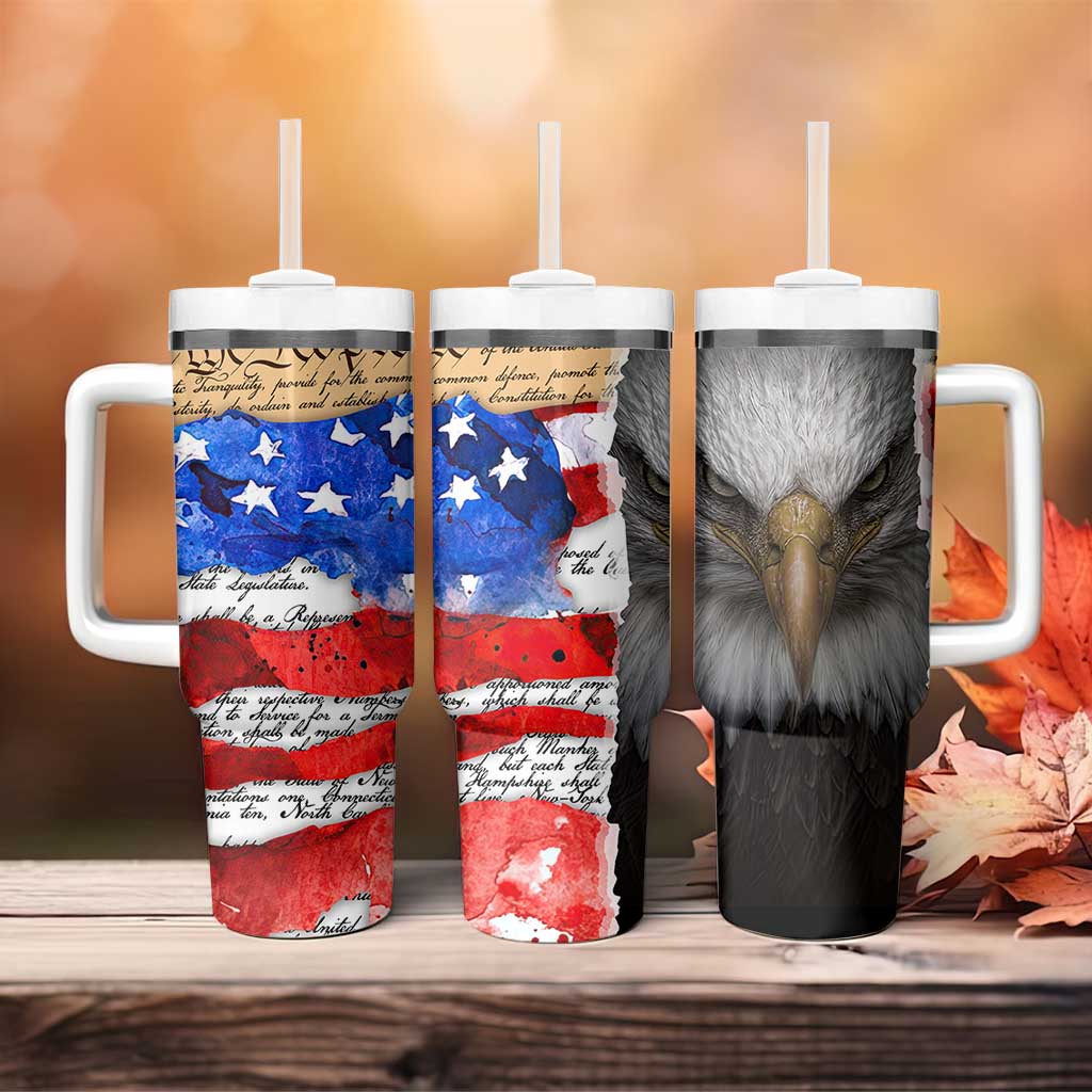 Patriotic Eagle American Flag Tumbler With Handle 250 Years 1776 2026 4th Of July Independence Day