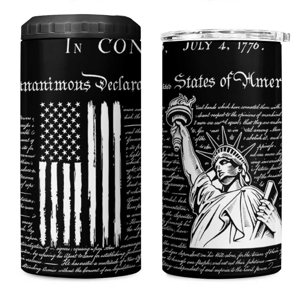 American Patriotic Gift 4 in 1 Can Cooler Tumbler US Constitution We The People 4th Of July Independence Day