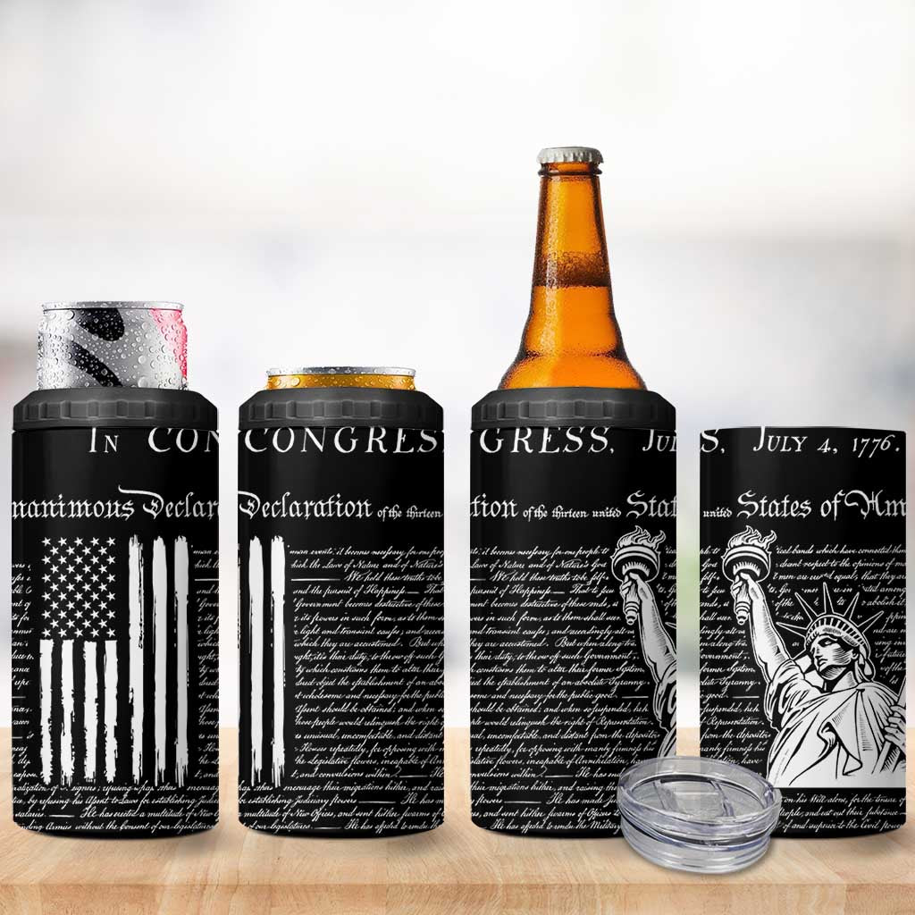 American Patriotic Gift 4 in 1 Can Cooler Tumbler US Constitution We The People 4th Of July Independence Day
