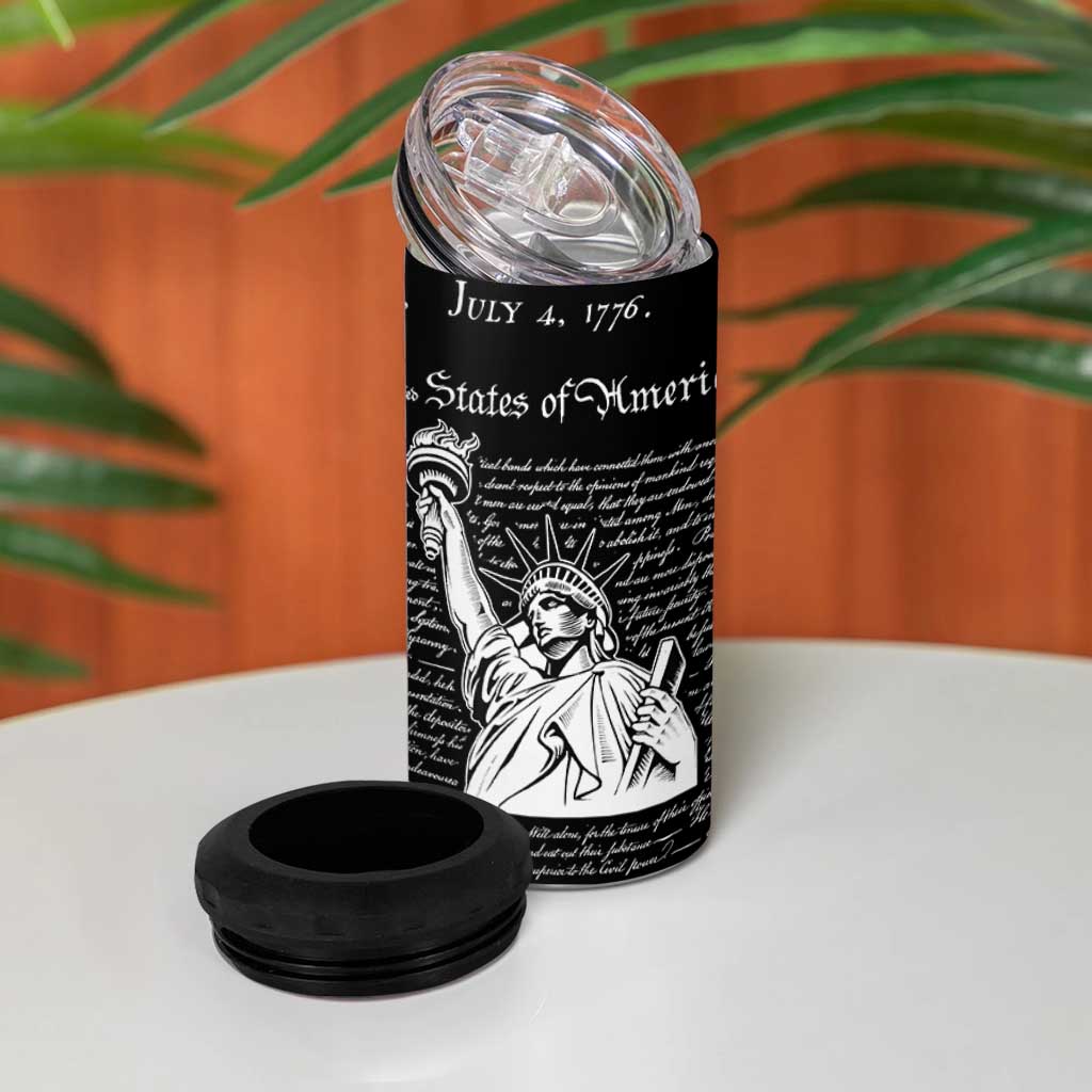 American Patriotic Gift 4 in 1 Can Cooler Tumbler US Constitution We The People 4th Of July Independence Day
