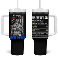 US Veteran Tumbler With Handle I am A Veteran My Oath Never Expires Distressed US Flag