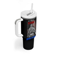 US Veteran Tumbler With Handle I am A Veteran My Oath Never Expires Distressed US Flag