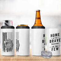 American Flag Patriotic 4 in 1 Can Cooler Tumbler Land Of The Free Because Of The Brave Bald EagleUSA Flag