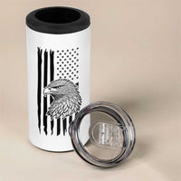 American Flag Patriotic 4 in 1 Can Cooler Tumbler Land Of The Free Because Of The Brave Bald EagleUSA Flag
