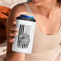 American Flag Patriotic 4 in 1 Can Cooler Tumbler Land Of The Free Because Of The Brave Bald EagleUSA Flag