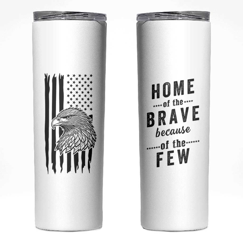 American Flag Patriotic Skinny Tumbler Land Of The Free Because Of The Brave Bald EagleUSA Flag