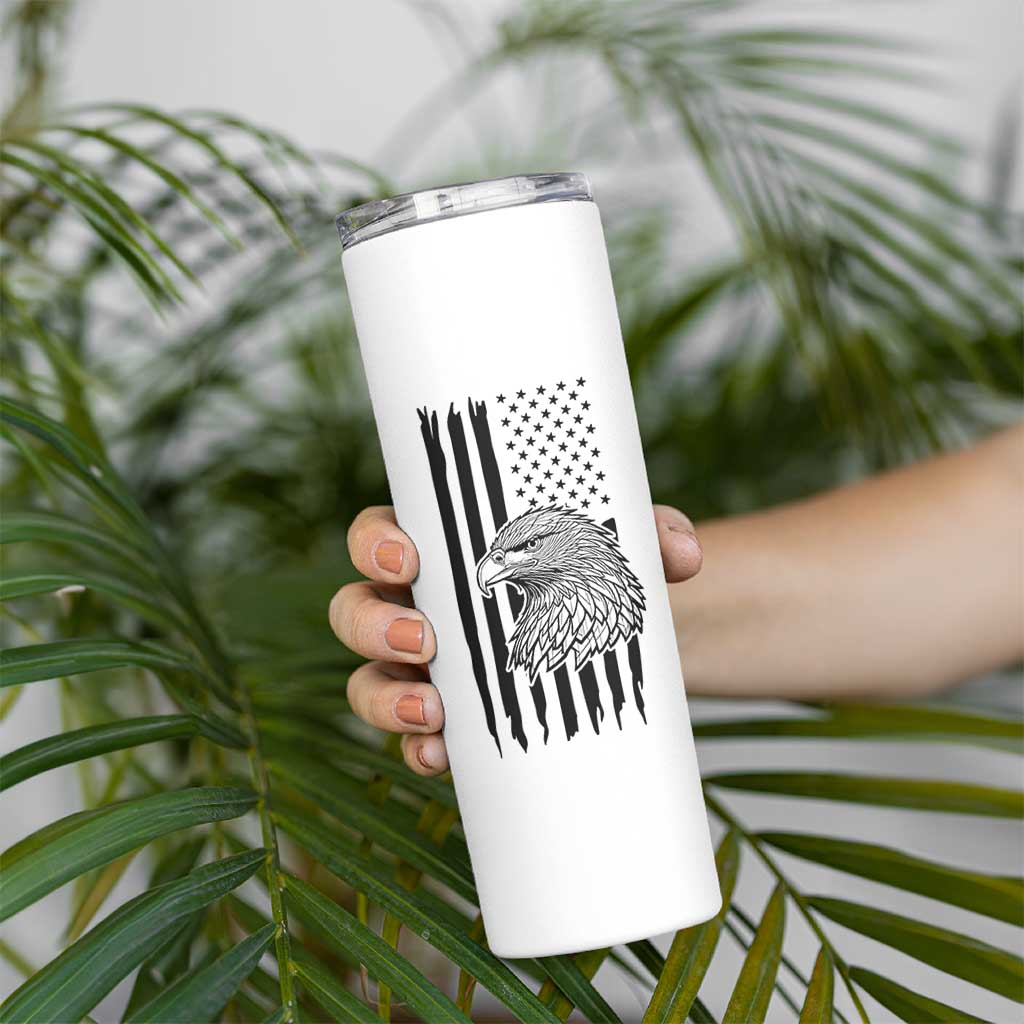 American Flag Patriotic Skinny Tumbler Land Of The Free Because Of The Brave Bald EagleUSA Flag