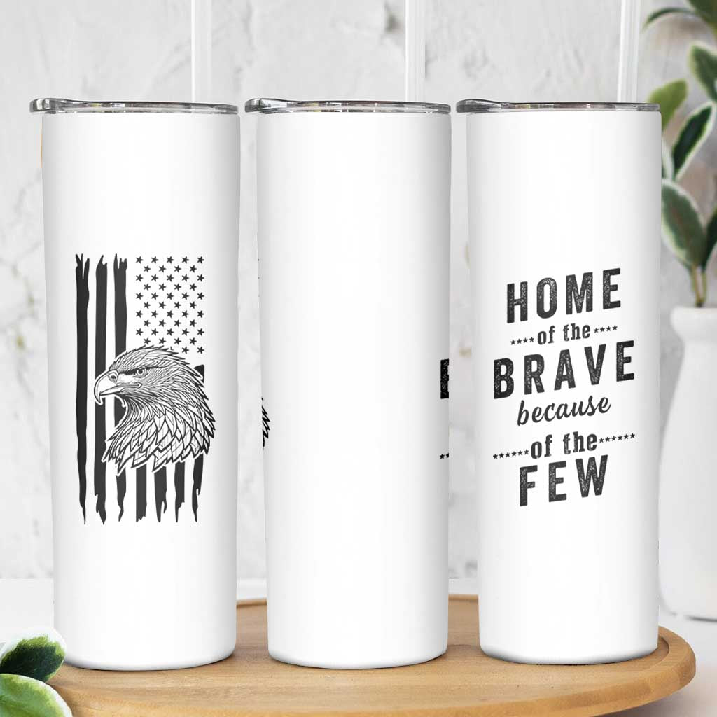 American Flag Patriotic Skinny Tumbler Land Of The Free Because Of The Brave Bald EagleUSA Flag