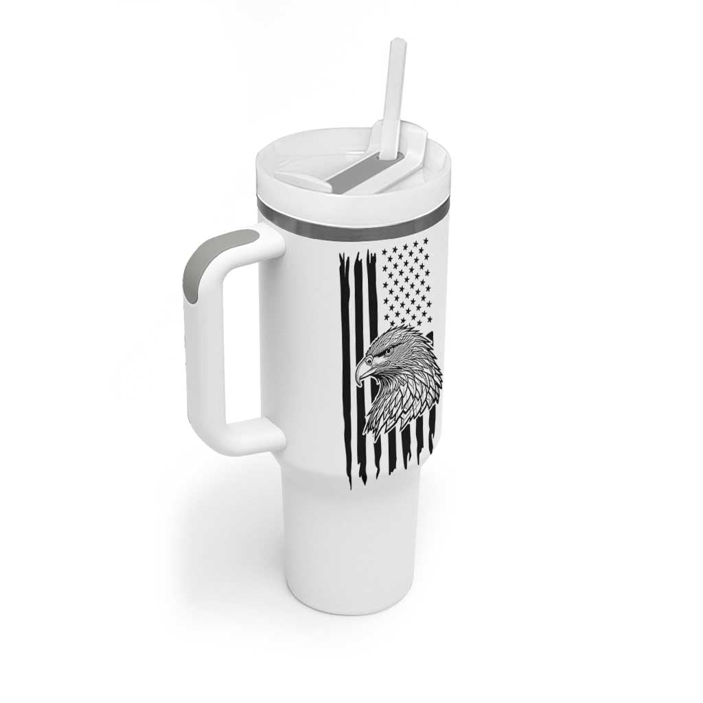 American Flag Patriotic Tumbler With Handle Land Of The Free Because Of The Brave Bald EagleUSA Flag