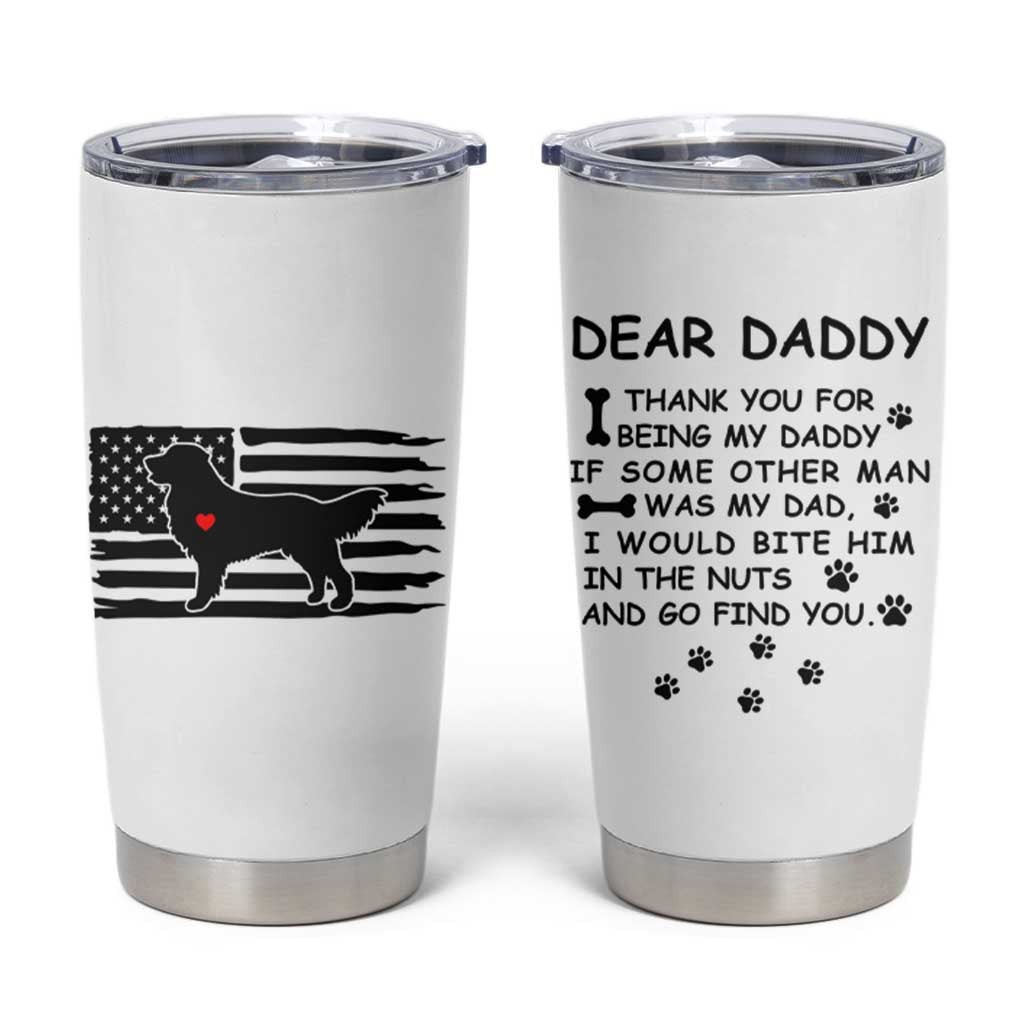 Dog Dad Tumbler Cup Birthday Christmas Golden Retriever Owner Gifts American Flag - Wonder Print Shop