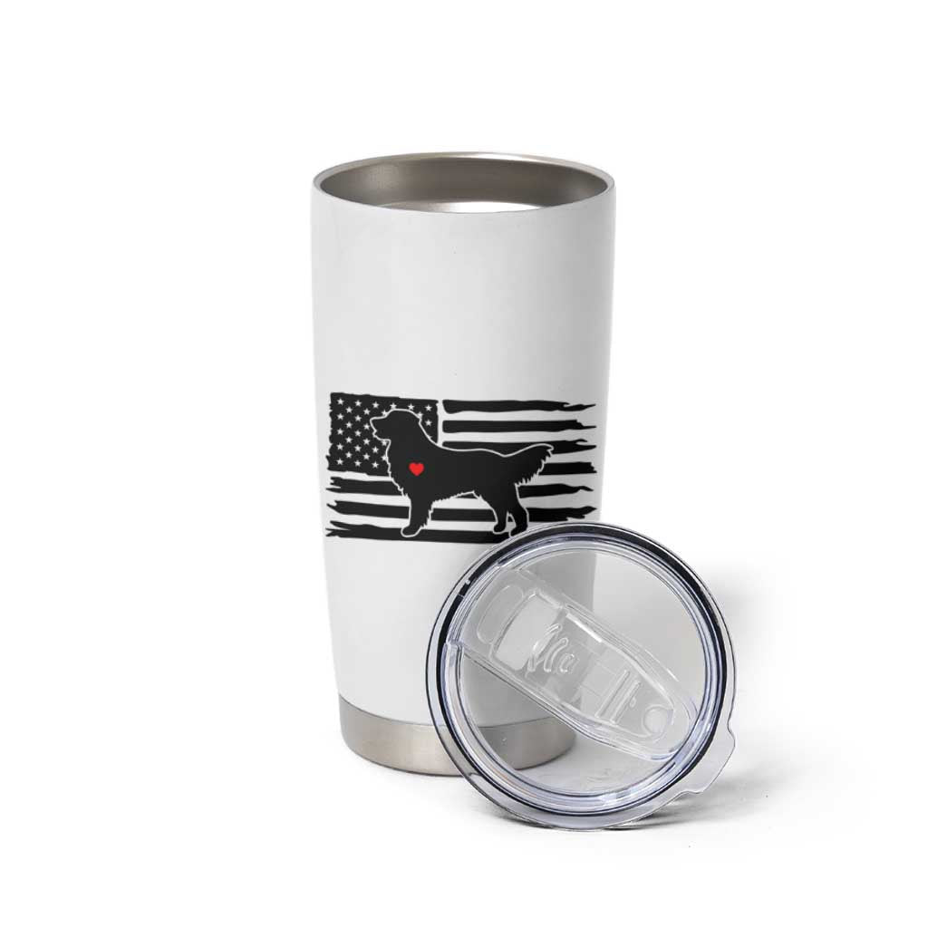 Dog Dad Tumbler Cup Birthday Christmas Golden Retriever Owner Gifts American Flag - Wonder Print Shop