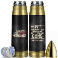 Gun Lovers Bullet Tumbler Money Cant Buy Happiness But It Can Buy Guns Retro USA Flag