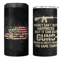 Gun Lovers 4 in 1 Can Cooler Tumbler Money Cant Buy Happiness But It Can Buy Guns Retro USA Flag