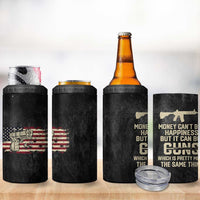 Gun Lovers 4 in 1 Can Cooler Tumbler Money Cant Buy Happiness But It Can Buy Guns Retro USA Flag