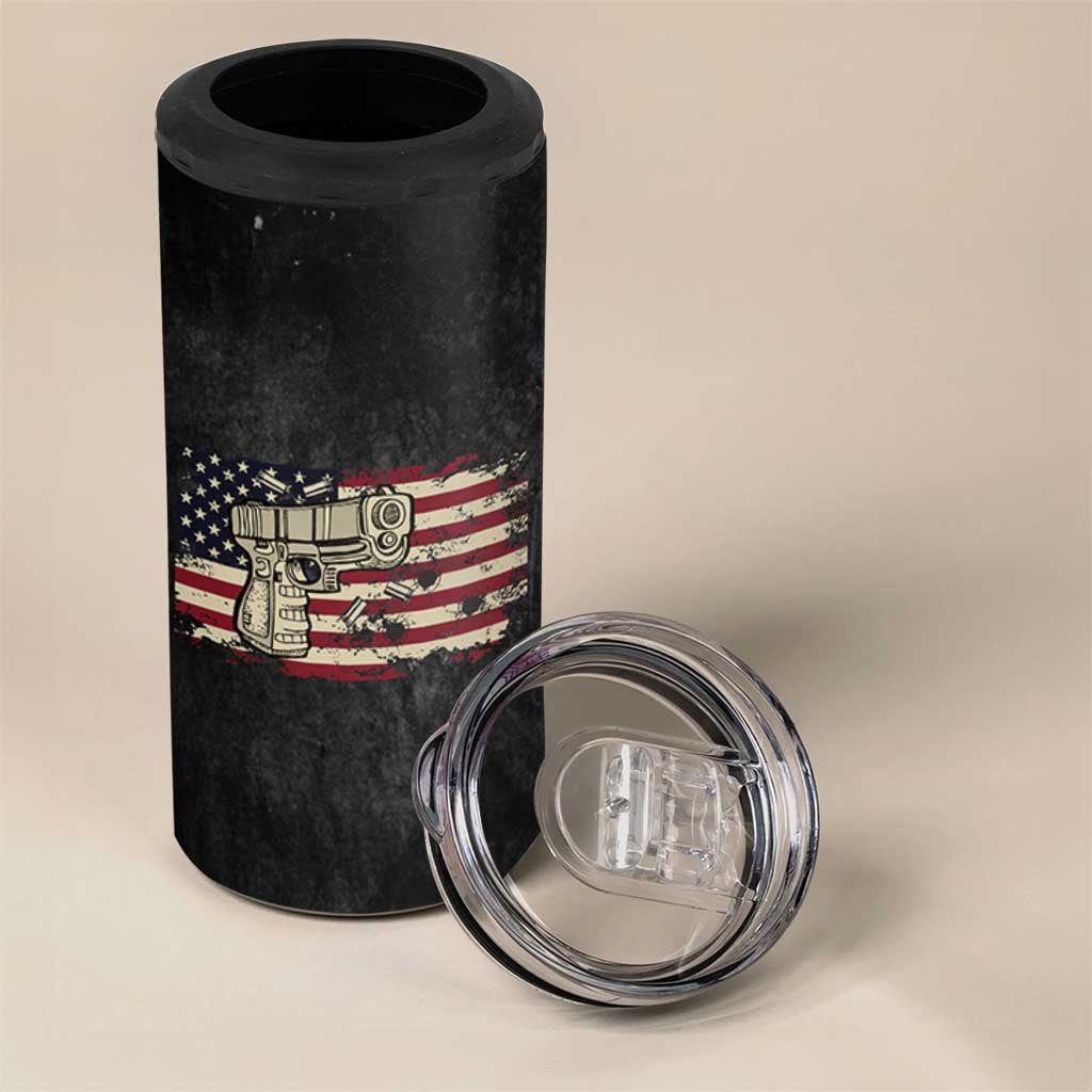 Gun Lovers 4 in 1 Can Cooler Tumbler Money Cant Buy Happiness But It Can Buy Guns Retro USA Flag