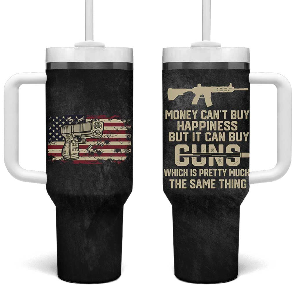 Gun Lovers Tumbler With Handle Money Cant Buy Happiness But It Can Buy Guns Retro USA Flag