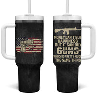 Gun Lovers Tumbler With Handle Money Cant Buy Happiness But It Can Buy Guns Retro USA Flag