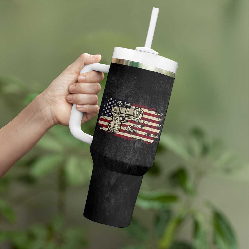 Gun Lovers Tumbler With Handle Money Cant Buy Happiness But It Can Buy Guns Retro USA Flag