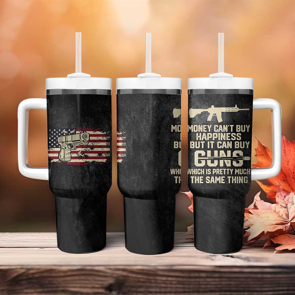 Gun Lovers Tumbler With Handle Money Cant Buy Happiness But It Can Buy Guns Retro USA Flag