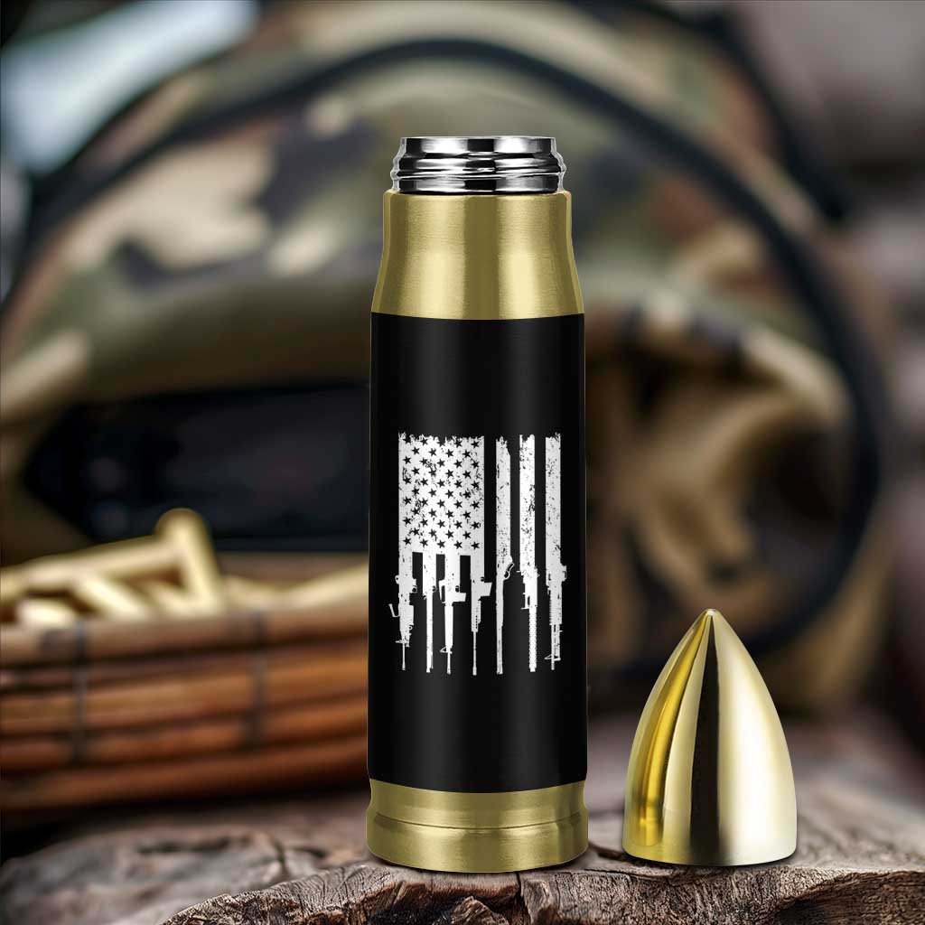 Gun Lovers Bullet Tumbler Enjoy Long Romantic Walks To The Gun Shop USA Flag