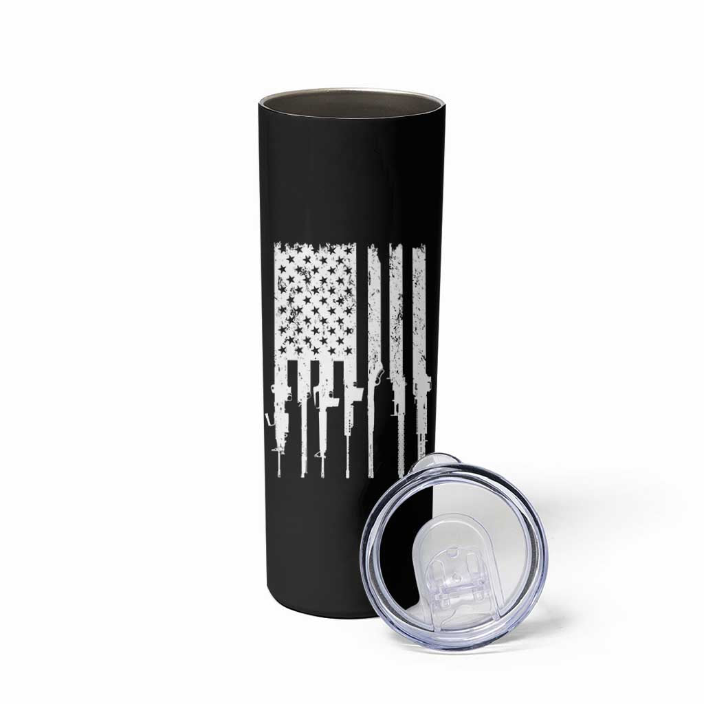Gun Lovers Skinny Tumbler Enjoy Long Romantic Walks To The Gun Shop USA Flag