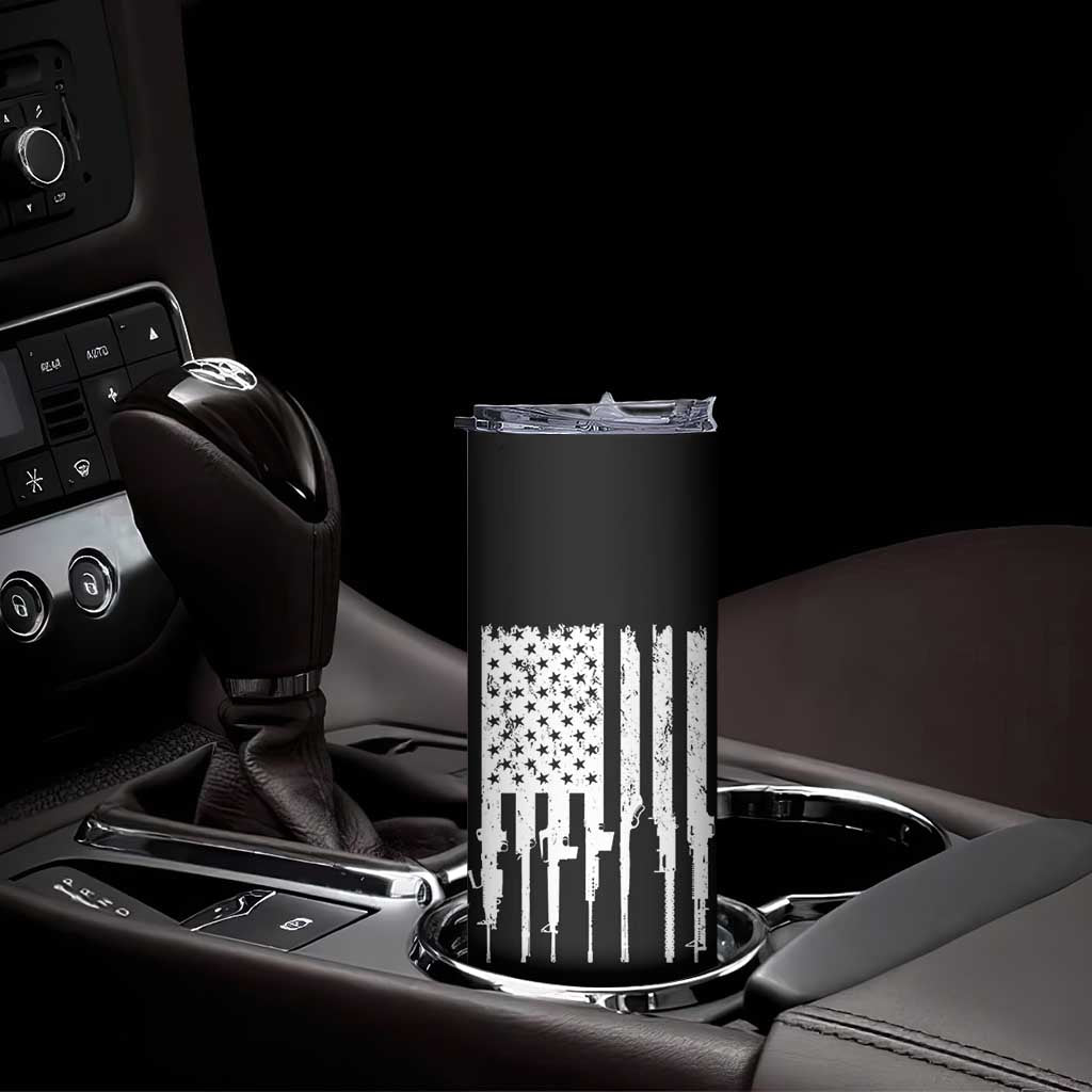 Gun Lovers Skinny Tumbler Enjoy Long Romantic Walks To The Gun Shop USA Flag