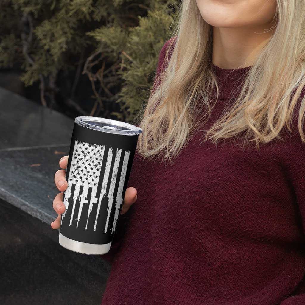 Gun Lovers Tumbler Cup Enjoy Long Romantic Walks To The Gun Shop USA Flag