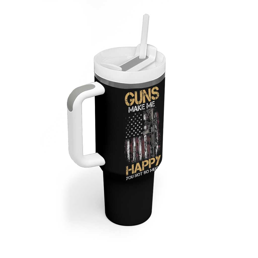 Gun Lovers Tumbler With Handle Guns Make Me Happy You Not So Much Vintage USA Flag