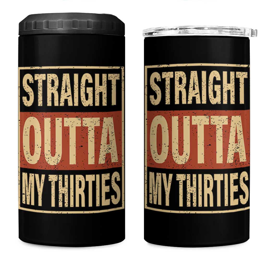 40th Birthday 4 in 1 Can Cooler Tumbler Straight Outta My Thirties 1986 40 Year Old Birthday