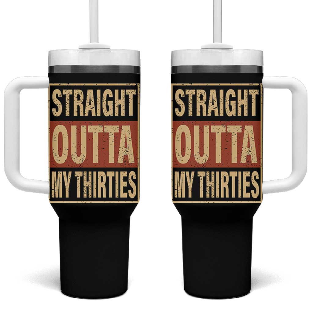 40th Birthday Tumbler With Handle Straight Outta My Thirties 1986 40 Year Old Birthday