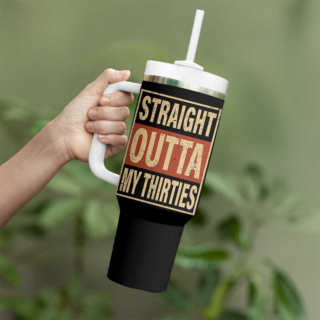 40th Birthday Tumbler With Handle Straight Outta My Thirties 1986 40 Year Old Birthday