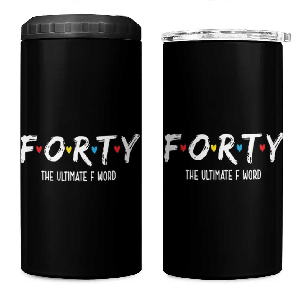 40th Birthday 4 in 1 Can Cooler Tumbler Funny Forty The Ultimate F Word 1986 40 Year Old Birthday Gift