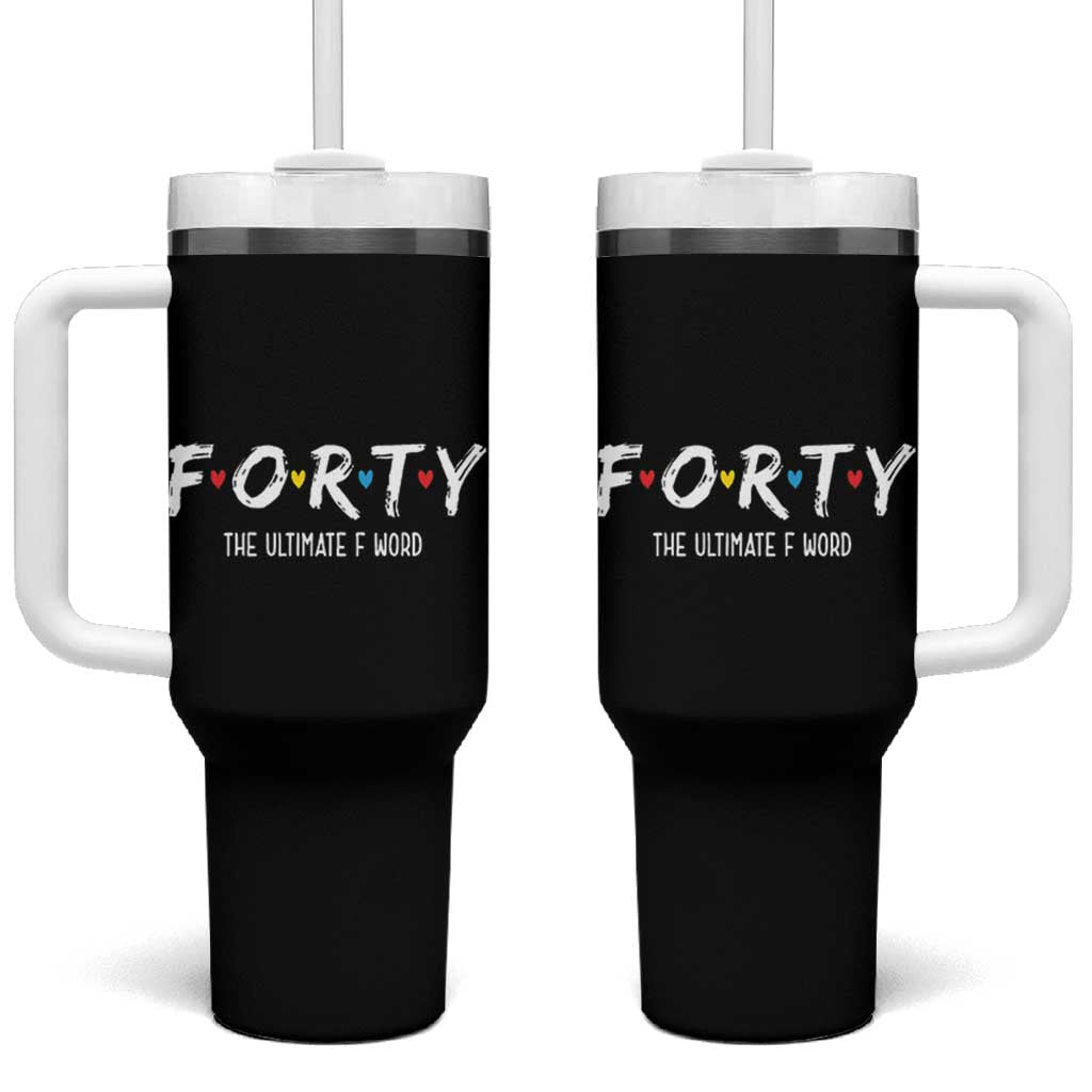 40th Birthday Tumbler With Handle Funny Forty The Ultimate F Word 1986 40 Year Old Birthday Gift