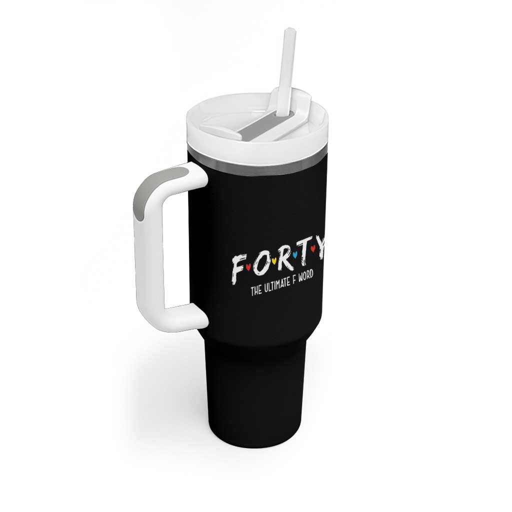 40th Birthday Tumbler With Handle Funny Forty The Ultimate F Word 1986 40 Year Old Birthday Gift